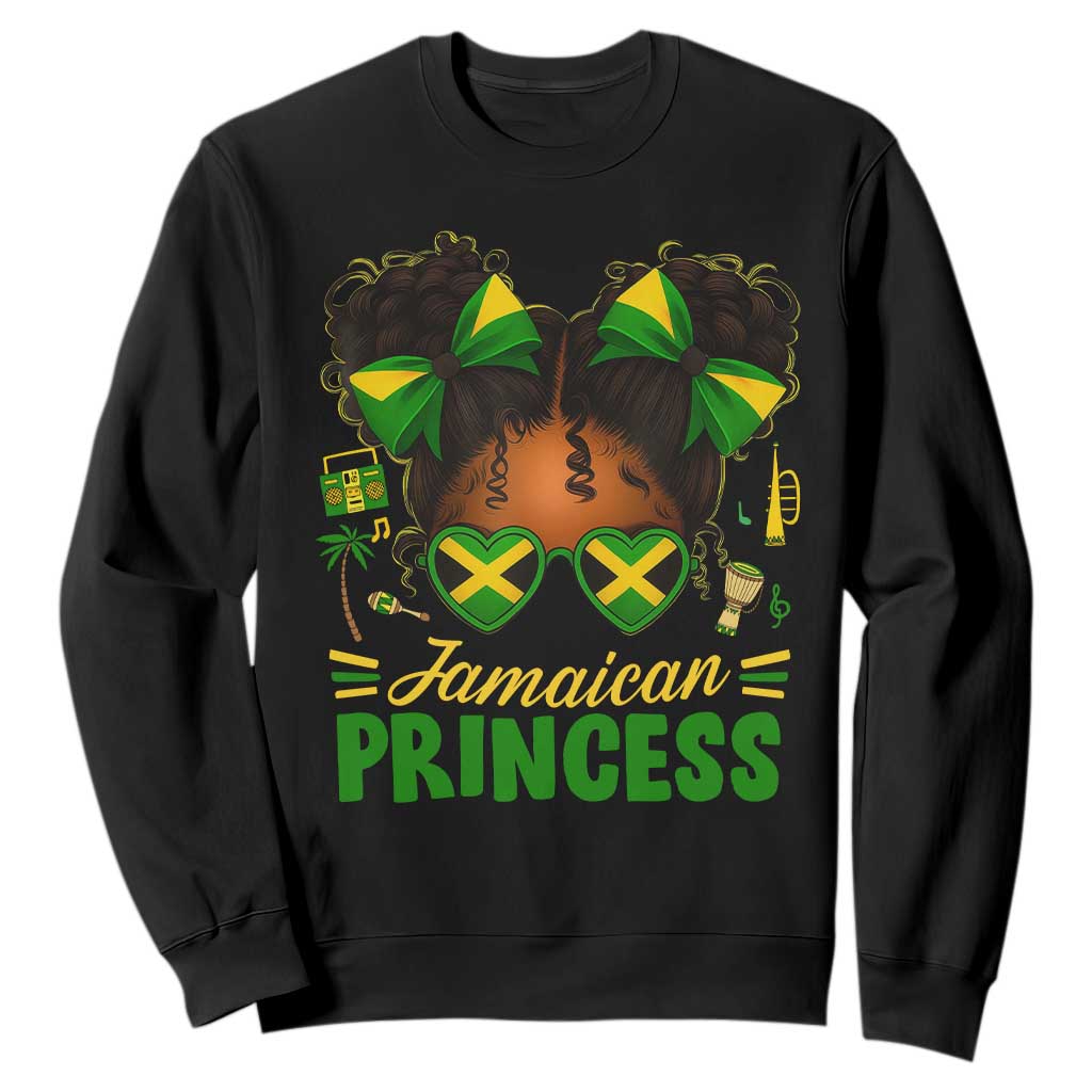 Jamaica Princess Sweatshirt Proud Jamaican Afro Black Girls Jamaica Flag Pride TS10 Black Print Your Wear