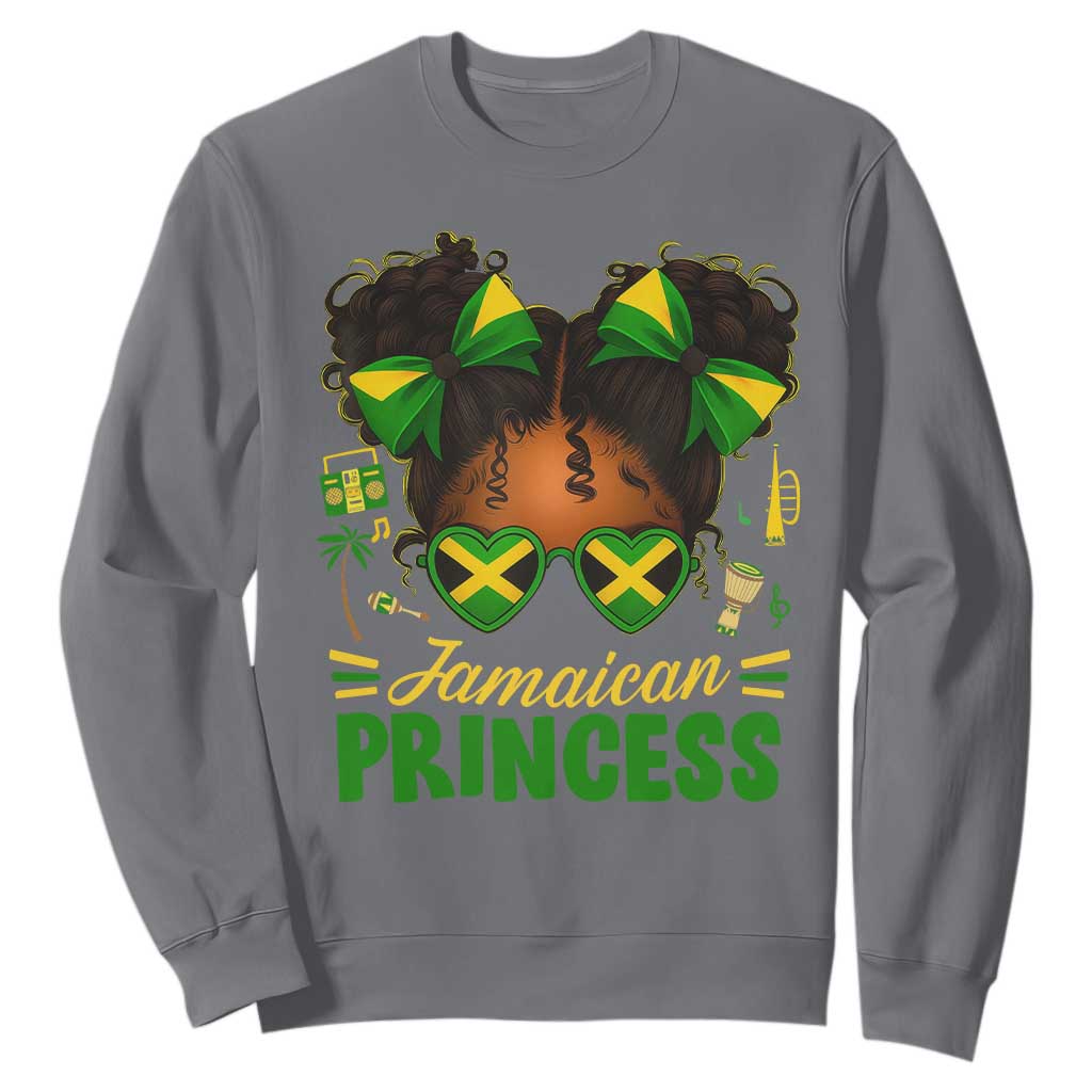 Jamaica Princess Sweatshirt Proud Jamaican Afro Black Girls Jamaica Flag Pride TS10 Charcoal Print Your Wear