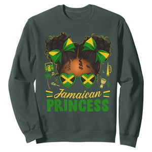 Jamaica Princess Sweatshirt Proud Jamaican Afro Black Girls Jamaica Flag Pride TS10 Dark Forest Green Print Your Wear