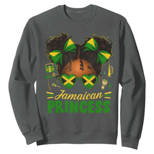 Jamaica Princess Sweatshirt Proud Jamaican Afro Black Girls Jamaica Flag Pride TS10 Dark Heather Print Your Wear