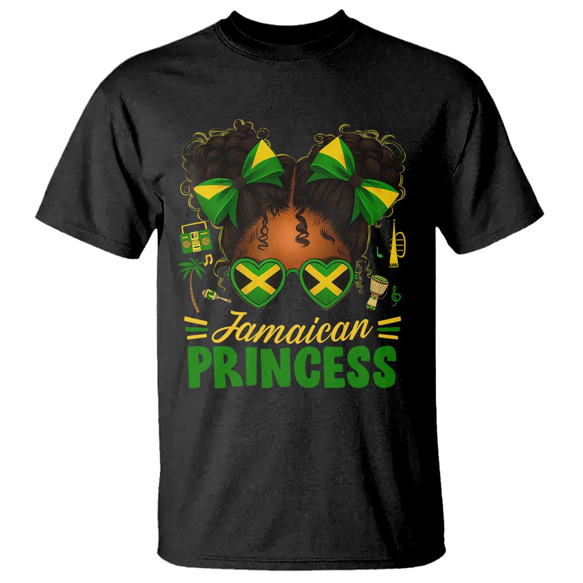 Jamaica Princess T Shirt Proud Jamaican Afro Black Girls Jamaica Flag Pride TS10 Black Print Your Wear