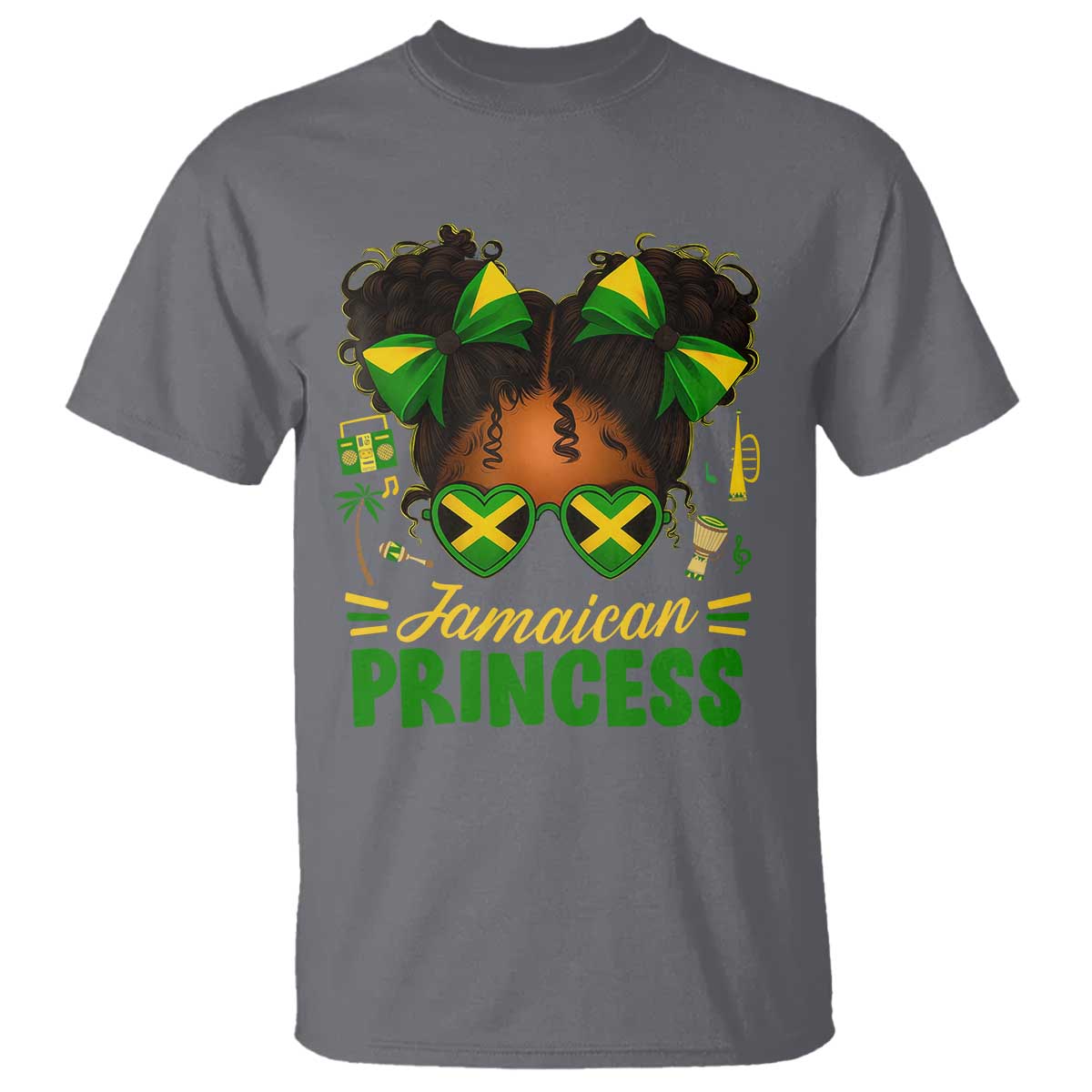 Jamaica Princess T Shirt Proud Jamaican Afro Black Girls Jamaica Flag Pride TS10 Charcoal Print Your Wear