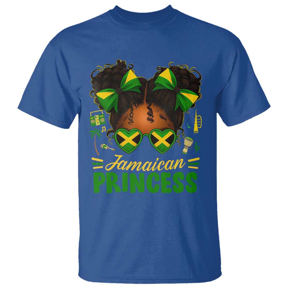 Jamaica Princess T Shirt Proud Jamaican Afro Black Girls Jamaica Flag Pride TS10 Royal Blue Print Your Wear