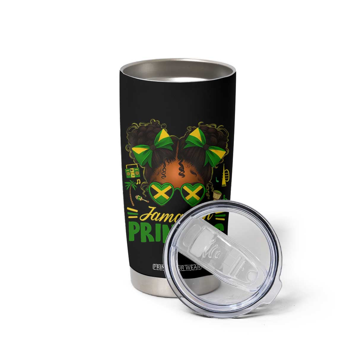 Jamaica Princess Tumbler Cup Proud Jamaican Afro Black Girls Jamaica Flag Pride TS10 Print Your Wear