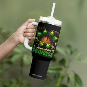 Jamaica Princess Tumbler With Handle Proud Jamaican Afro Black Girls Jamaica Flag Pride TS10 Print Your Wear