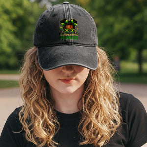 Jamaica Princess Washed Cotton Baseball Cap Proud Jamaican Afro Black Girls Jamaica Flag Pride TS10 Print Your Wear