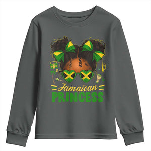 Jamaica Princess Youth Sweatshirt Proud Jamaican Afro Black Girls Jamaica Flag Pride TS10 Dark Heather Print Your Wear