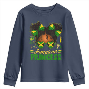 Jamaica Princess Youth Sweatshirt Proud Jamaican Afro Black Girls Jamaica Flag Pride TS10 Navy Print Your Wear
