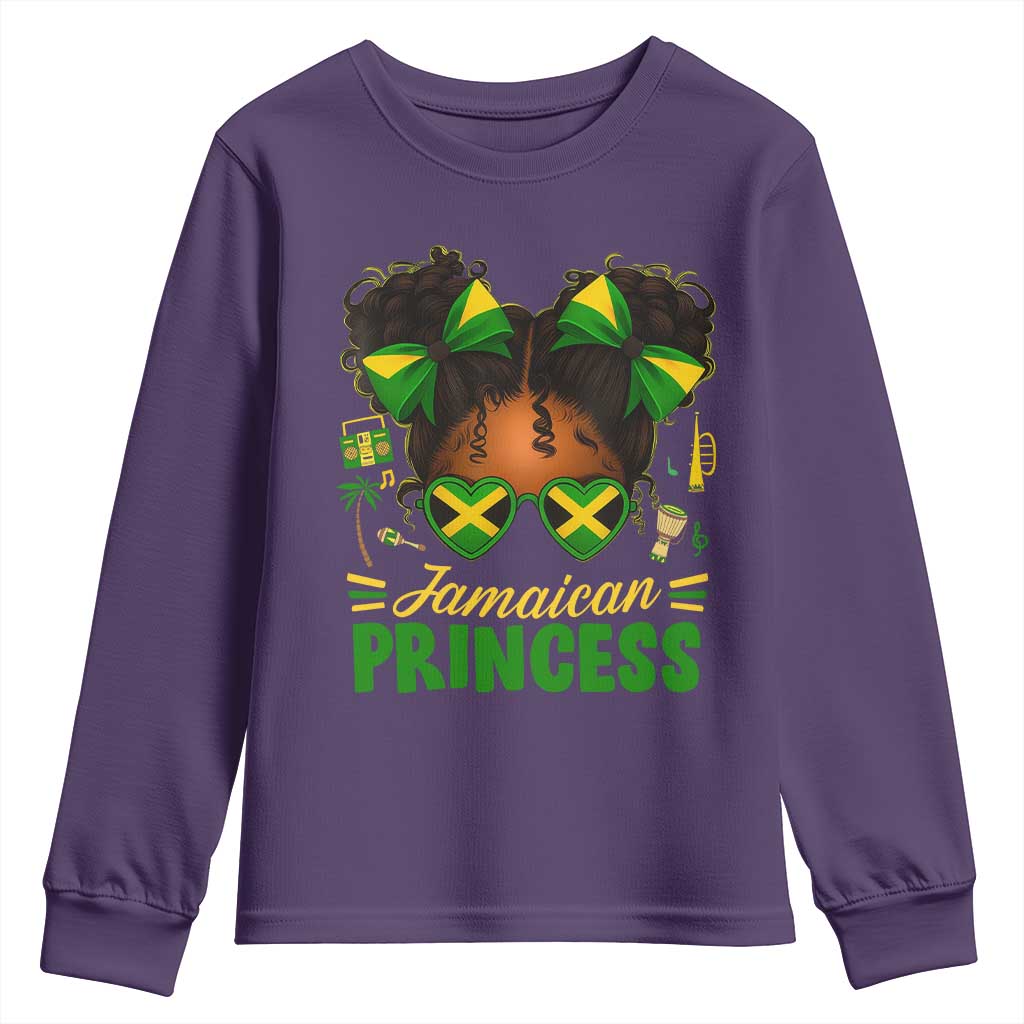 Jamaica Princess Youth Sweatshirt Proud Jamaican Afro Black Girls Jamaica Flag Pride TS10 Purple Print Your Wear