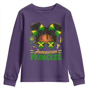 Jamaica Princess Youth Sweatshirt Proud Jamaican Afro Black Girls Jamaica Flag Pride TS10 Purple Print Your Wear
