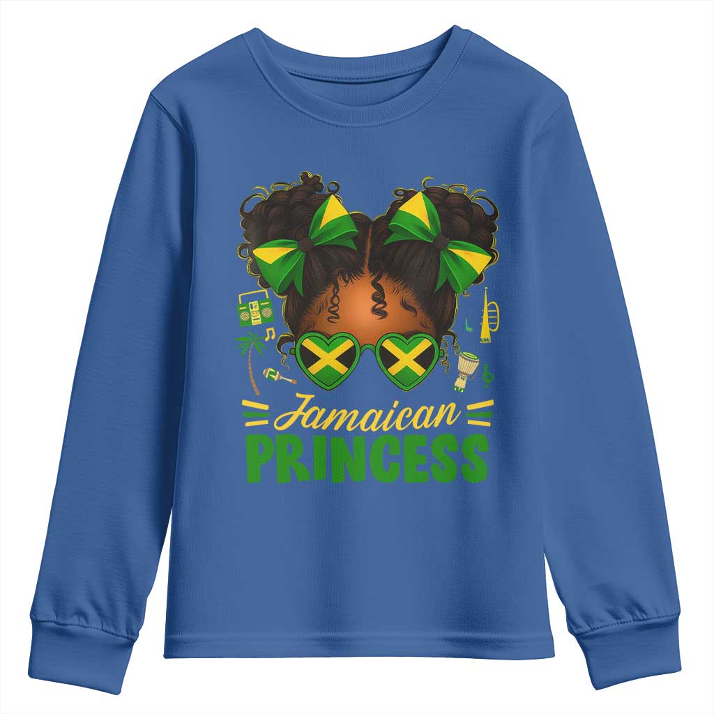 Jamaica Princess Youth Sweatshirt Proud Jamaican Afro Black Girls Jamaica Flag Pride TS10 Royal Blue Print Your Wear