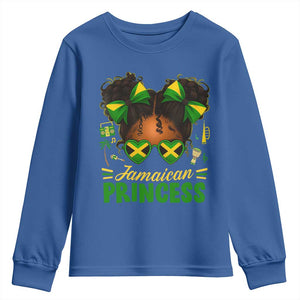 Jamaica Princess Youth Sweatshirt Proud Jamaican Afro Black Girls Jamaica Flag Pride TS10 Royal Blue Print Your Wear