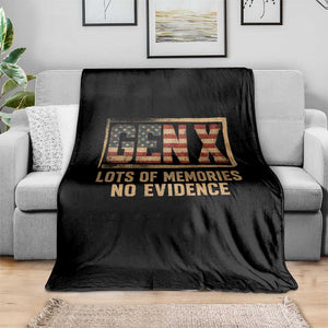 Funny Saying Sarcastic Gen X Lots of Memories No Evidence Throw Blanket Vintage American Flag