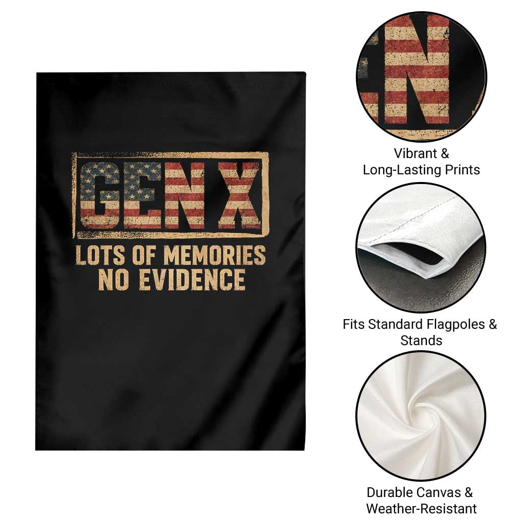 Funny Saying Sarcastic Gen X Lots of Memories No Evidence Garden Flag Vintage American Flag