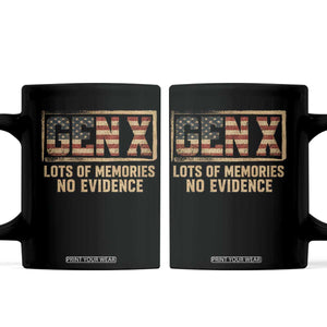 Funny Saying Sarcastic Gen X Lots of Memories No Evidence Coffee Mug Vintage American Flag