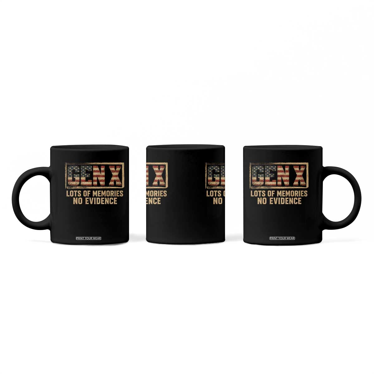 Funny Saying Sarcastic Gen X Lots of Memories No Evidence Coffee Mug Vintage American Flag