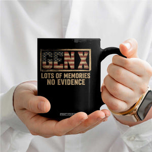 Funny Saying Sarcastic Gen X Lots of Memories No Evidence Coffee Mug Vintage American Flag