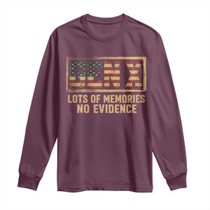 Funny Saying Sarcastic Gen X Lots of Memories No Evidence Long Sleeve Shirt Vintage American Flag