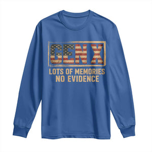 Funny Saying Sarcastic Gen X Lots of Memories No Evidence Long Sleeve Shirt Vintage American Flag