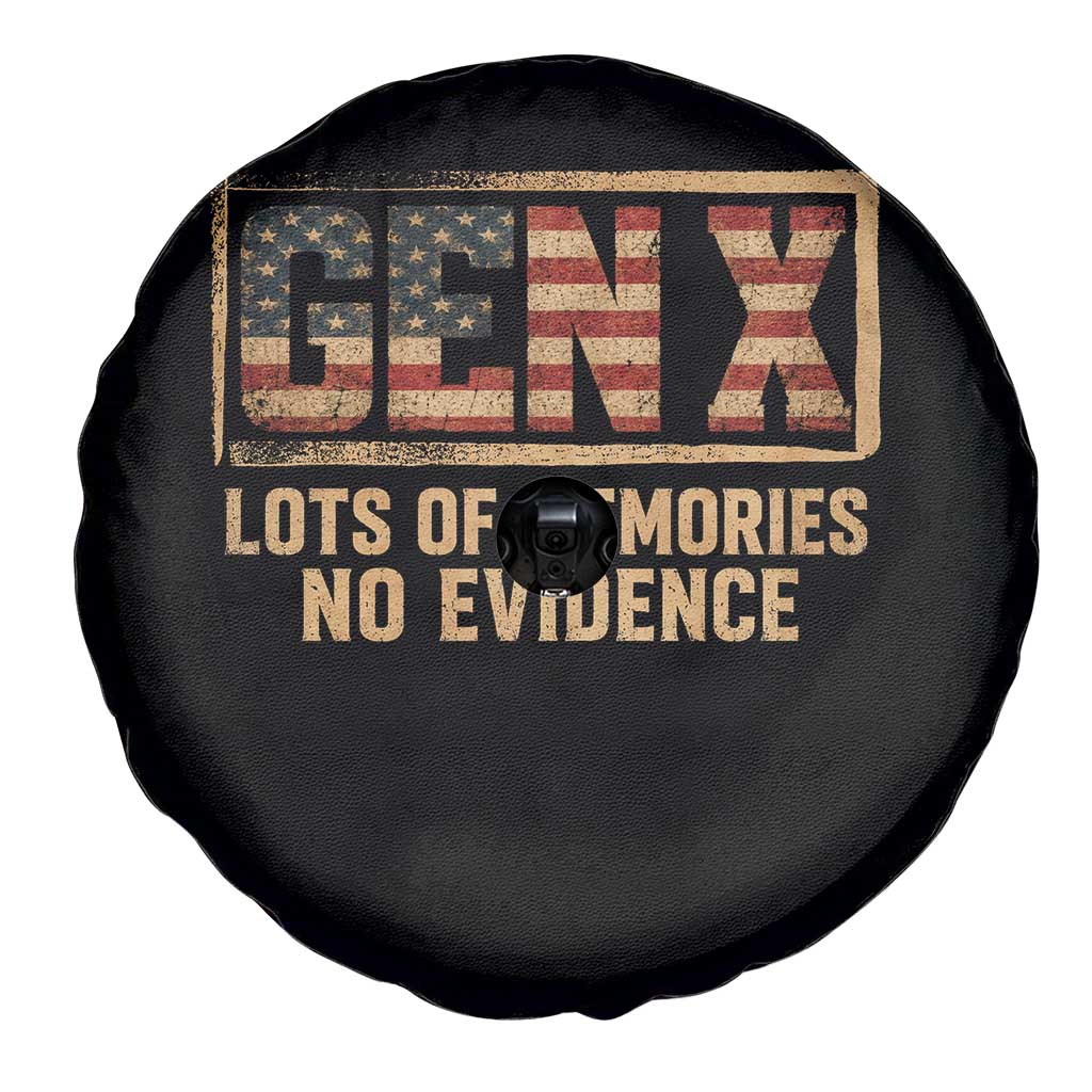 Funny Saying Sarcastic Gen X Lots of Memories No Evidence Spare Tire Cover Vintage American Flag