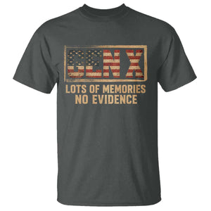 Funny Saying Sarcastic Gen X Lots of Memories No Evidence T Shirt Vintage American Flag