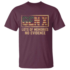 Funny Saying Sarcastic Gen X Lots of Memories No Evidence T Shirt Vintage American Flag