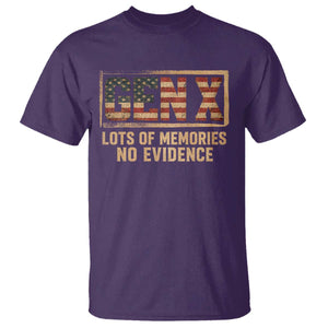 Funny Saying Sarcastic Gen X Lots of Memories No Evidence T Shirt Vintage American Flag