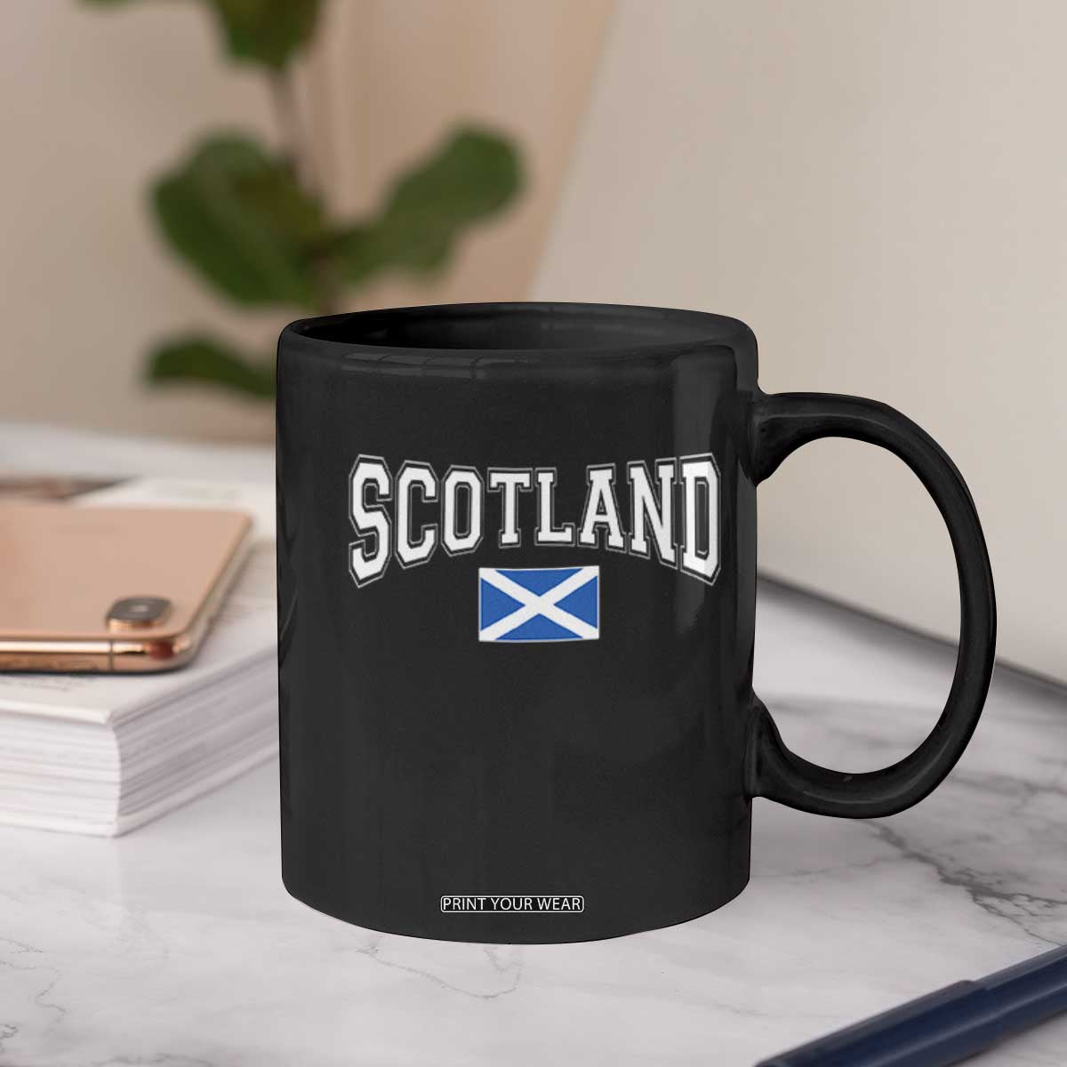 Scotland Coffee Mug Vintage Retro Varsity Sports Scottish Flag Graphic