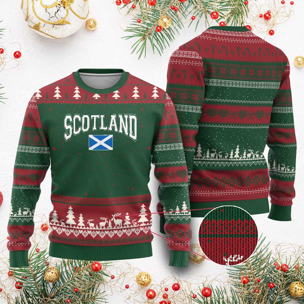 Scotland Ugly Christmas Sweater Vintage Retro Varsity Sports Scottish Flag Graphic