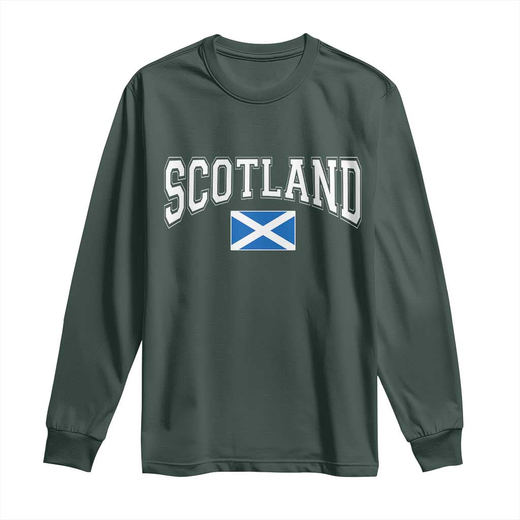 Scotland Long Sleeve Shirt Vintage Retro Varsity Sports Scottish Flag Graphic