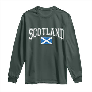 Scotland Long Sleeve Shirt Vintage Retro Varsity Sports Scottish Flag Graphic