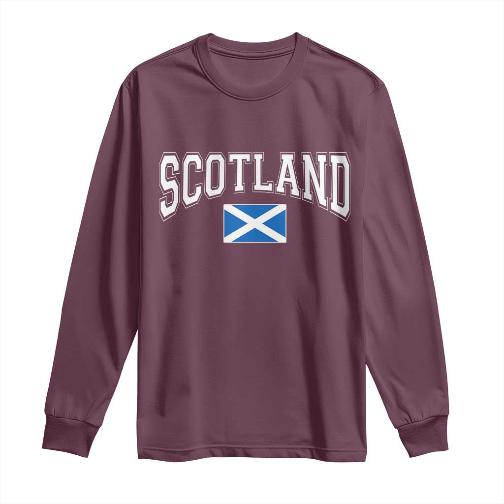 Scotland Long Sleeve Shirt Vintage Retro Varsity Sports Scottish Flag Graphic