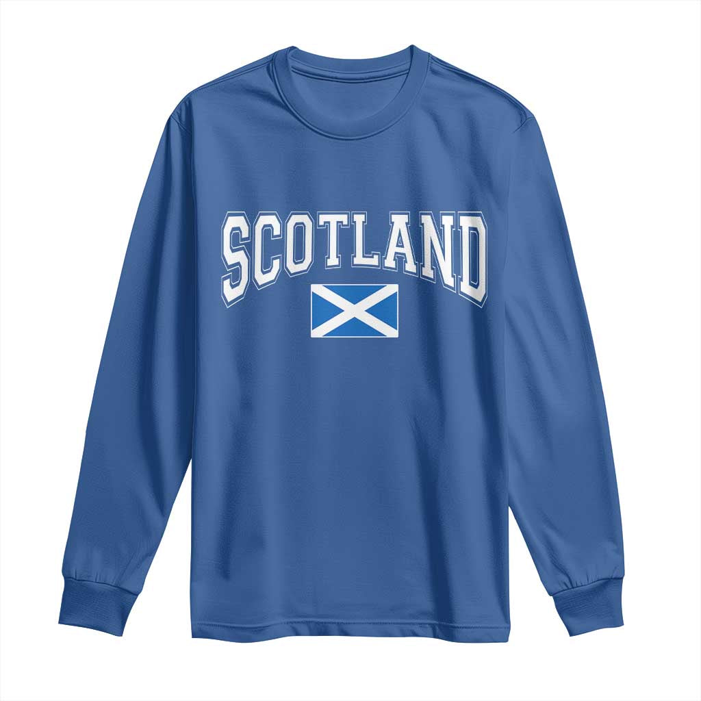 Scotland Long Sleeve Shirt Vintage Retro Varsity Sports Scottish Flag Graphic