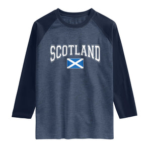 Scotland Raglan Shirt Vintage Retro Varsity Sports Scottish Flag Graphic
