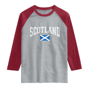 Scotland Raglan Shirt Vintage Retro Varsity Sports Scottish Flag Graphic