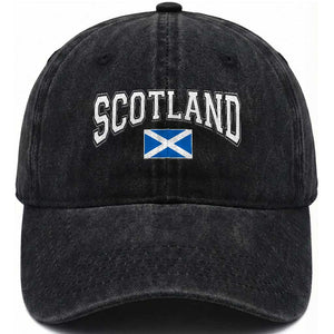 Scotland Washed Cotton Baseball Cap Vintage Retro Varsity Sports Scottish Flag Graphic