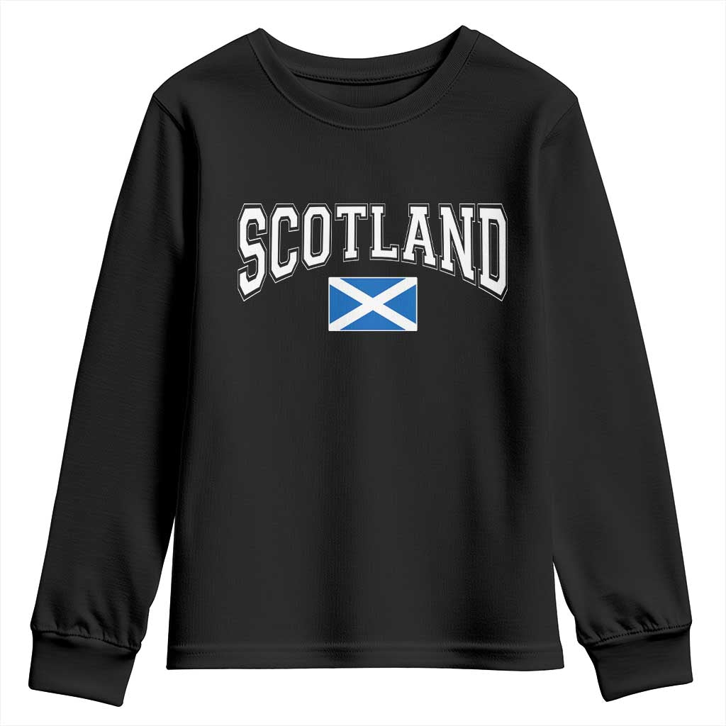 Scotland Youth Sweatshirt Vintage Retro Varsity Sports Scottish Flag Graphic TS10 Black Print Your Wear
