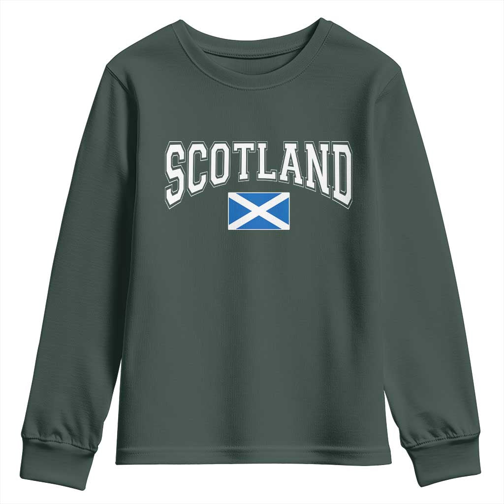 Scotland Youth Sweatshirt Vintage Retro Varsity Sports Scottish Flag Graphic