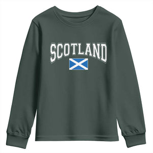 Scotland Youth Sweatshirt Vintage Retro Varsity Sports Scottish Flag Graphic