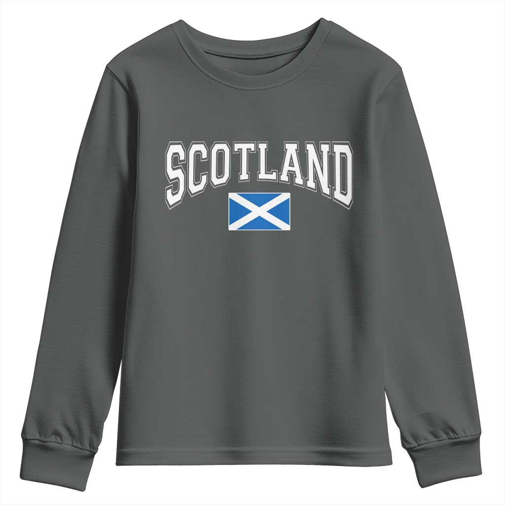 Scotland Youth Sweatshirt Vintage Retro Varsity Sports Scottish Flag Graphic