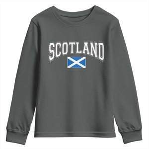 Scotland Youth Sweatshirt Vintage Retro Varsity Sports Scottish Flag Graphic