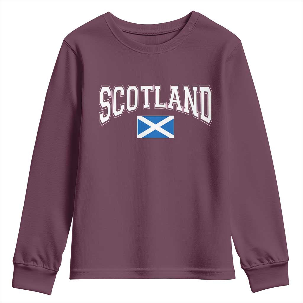 Scotland Youth Sweatshirt Vintage Retro Varsity Sports Scottish Flag Graphic