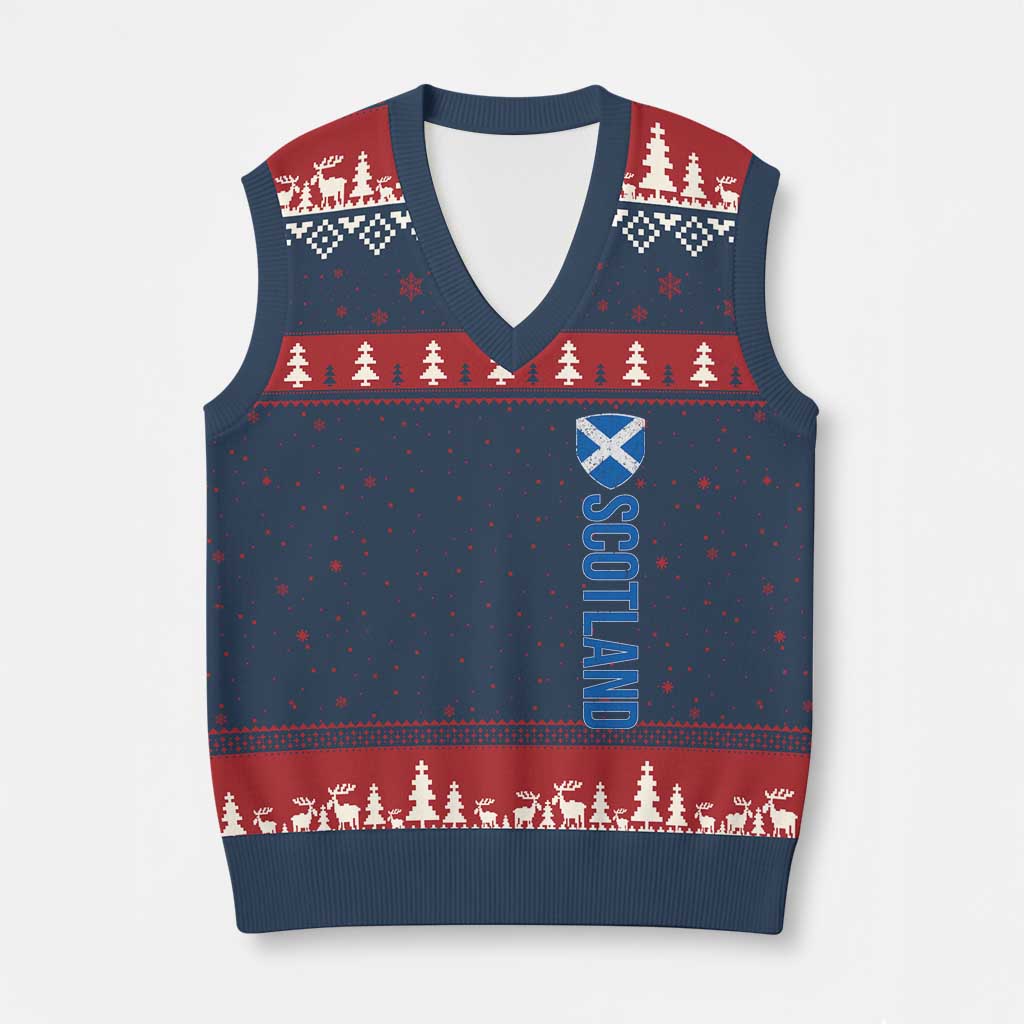 Scotland Flag V-Neck Knit Sweater Vest Vintage SCOT Scottish Independence Pride
