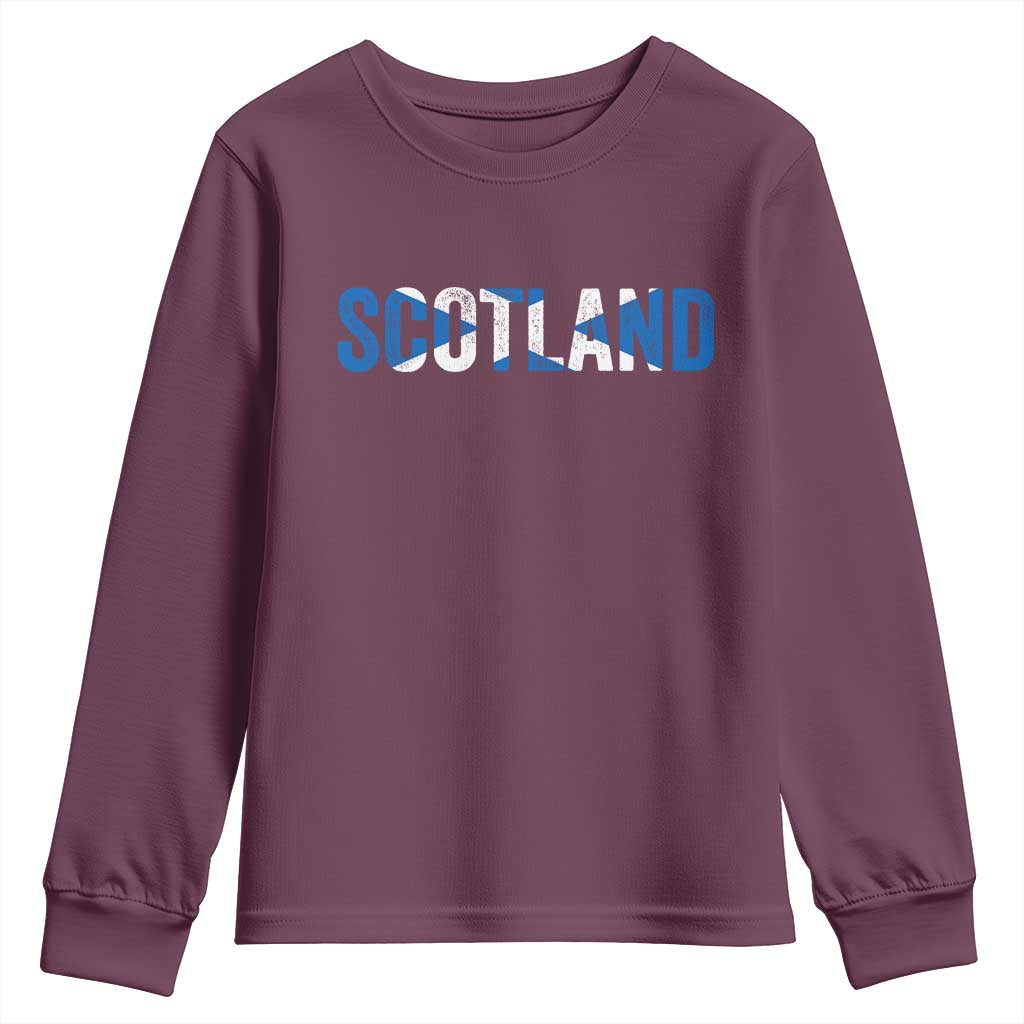 Vintage Scotland Youth Sweatshirt Scottish Flag Retro Pride