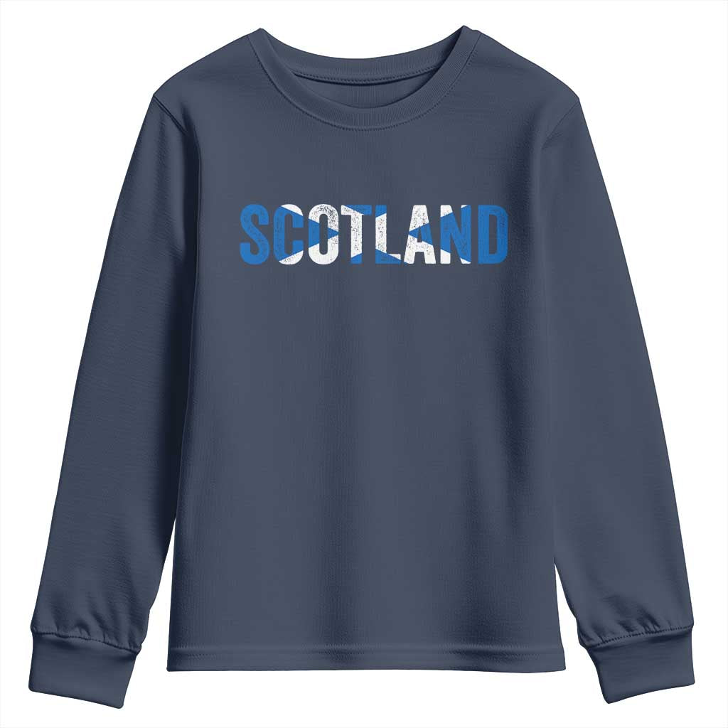 Vintage Scotland Youth Sweatshirt Scottish Flag Retro Pride
