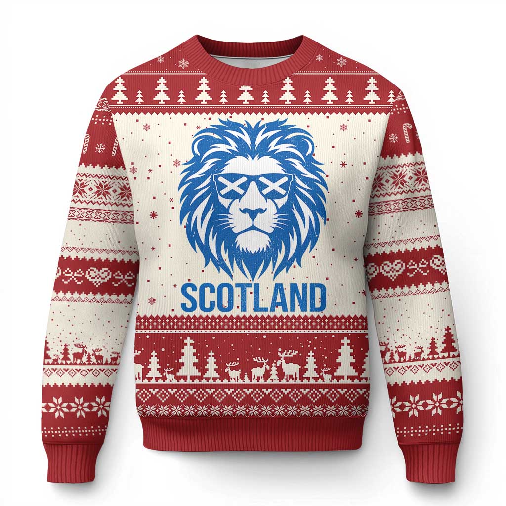 Vintage Scotland Lion Ugly Christmas Sweater Retro SCOT Fan Scottish Flag TS10 Beige Red Print Your Wear