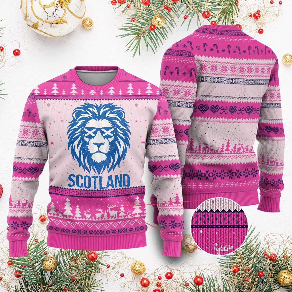 Vintage Scotland Lion Ugly Christmas Sweater Retro SCOT Fan Scottish Flag