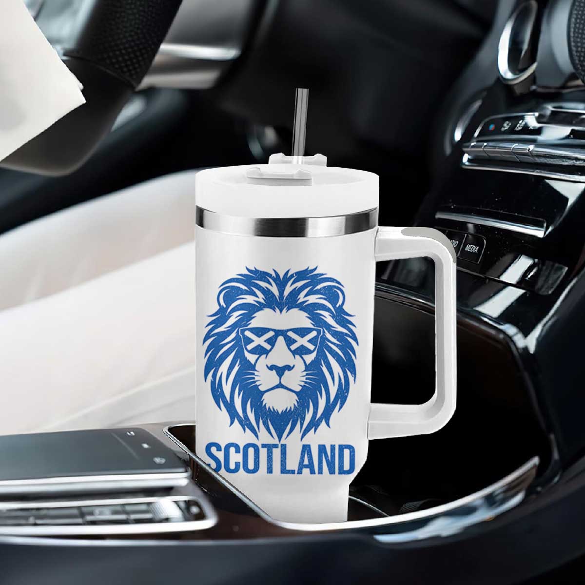 Vintage Scotland Lion Tumbler With Handle Retro SCOT Fan Scottish Flag