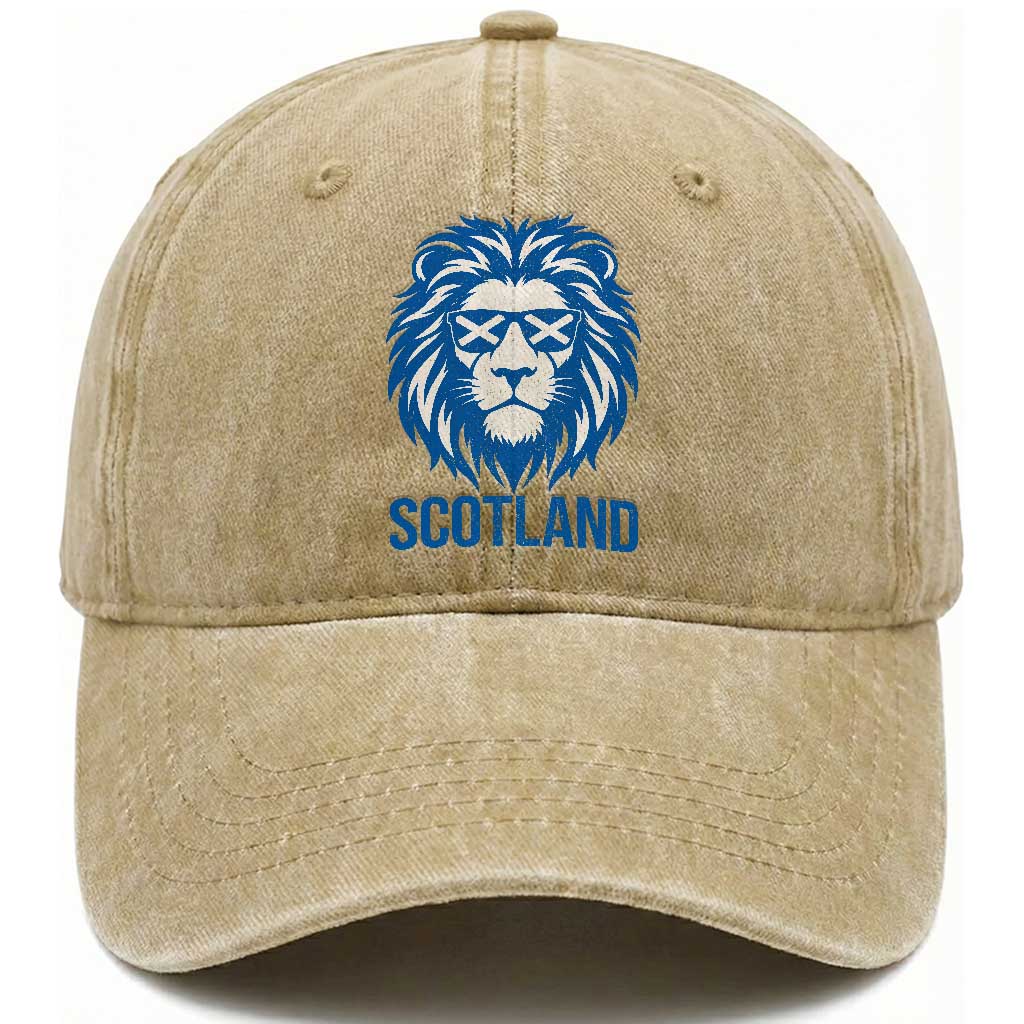 Vintage Scotland Lion Washed Cotton Baseball Cap Retro SCOT Fan Scottish Flag