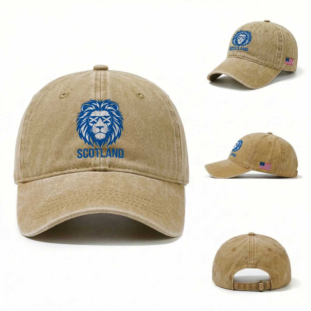 Vintage Scotland Lion Washed Cotton Baseball Cap Retro SCOT Fan Scottish Flag